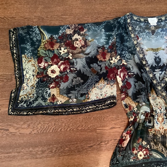 Camilla Kimono Sleeves V-Neck Surplice Mini Dress *Hotel Boheme* 100% Silk - Picture 14 of 16